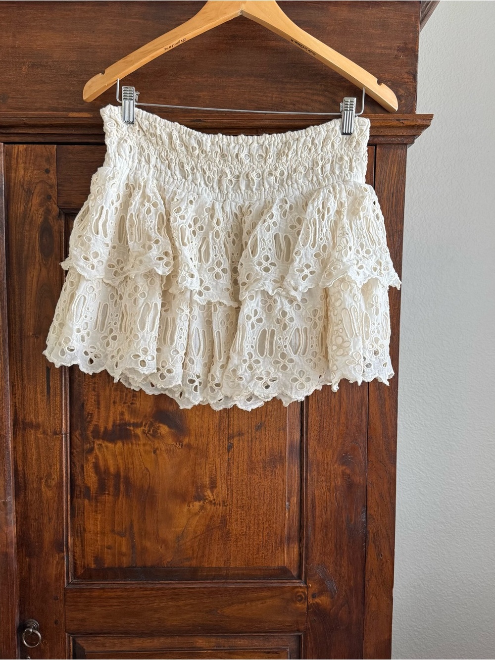 Free People Eyelet Tiered Mini Skirt Large
